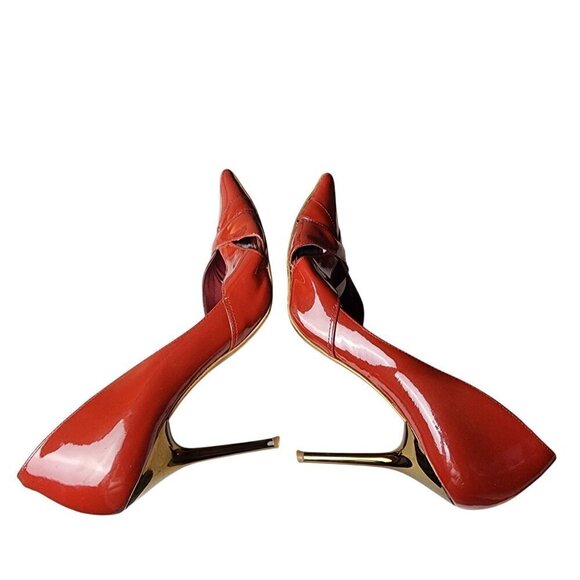 Aldo Sexy Y2K Red Patent Leather Stiletto Pointed Toe Cutout Pumps Size 9 - Picture 8 of 13